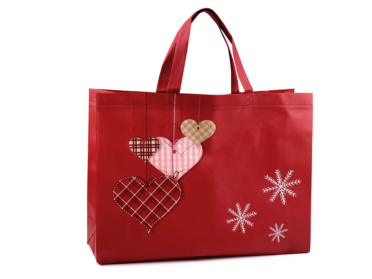 Taška z netkané textilie dárková, vánoční 32x42 cm, barva 1 červená