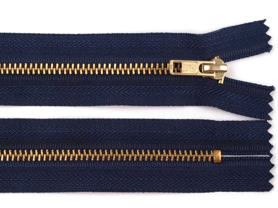 Fotografie Kovový zip No 4 délka 14 cm kalhotový, barva 330 modrá tmavá