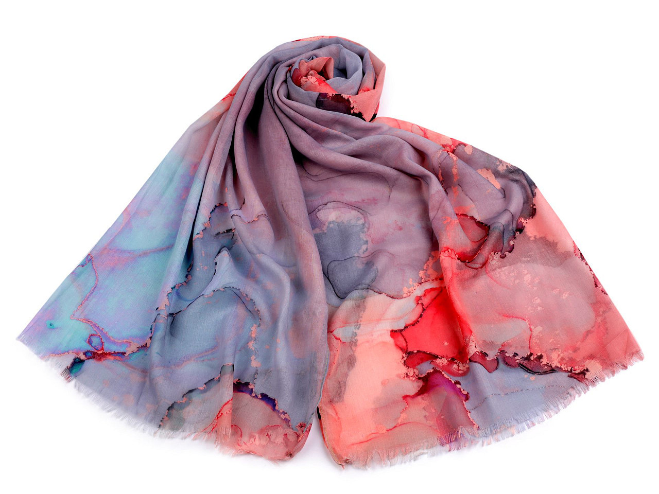 Šátek / šála batikovaná 70x175 cm, barva 4 lila