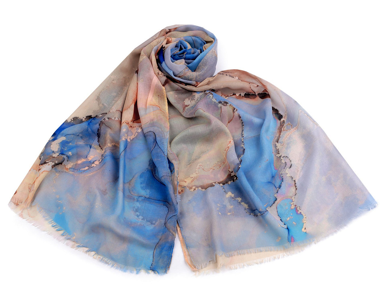 Šátek / šála batikovaná 70x175 cm, barva 2 modrá