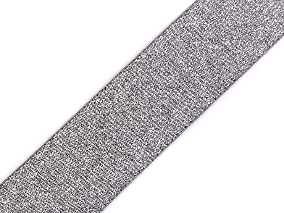 Pruženka s lurexem šíře 40 mm, barva 4 šedá stříbrná