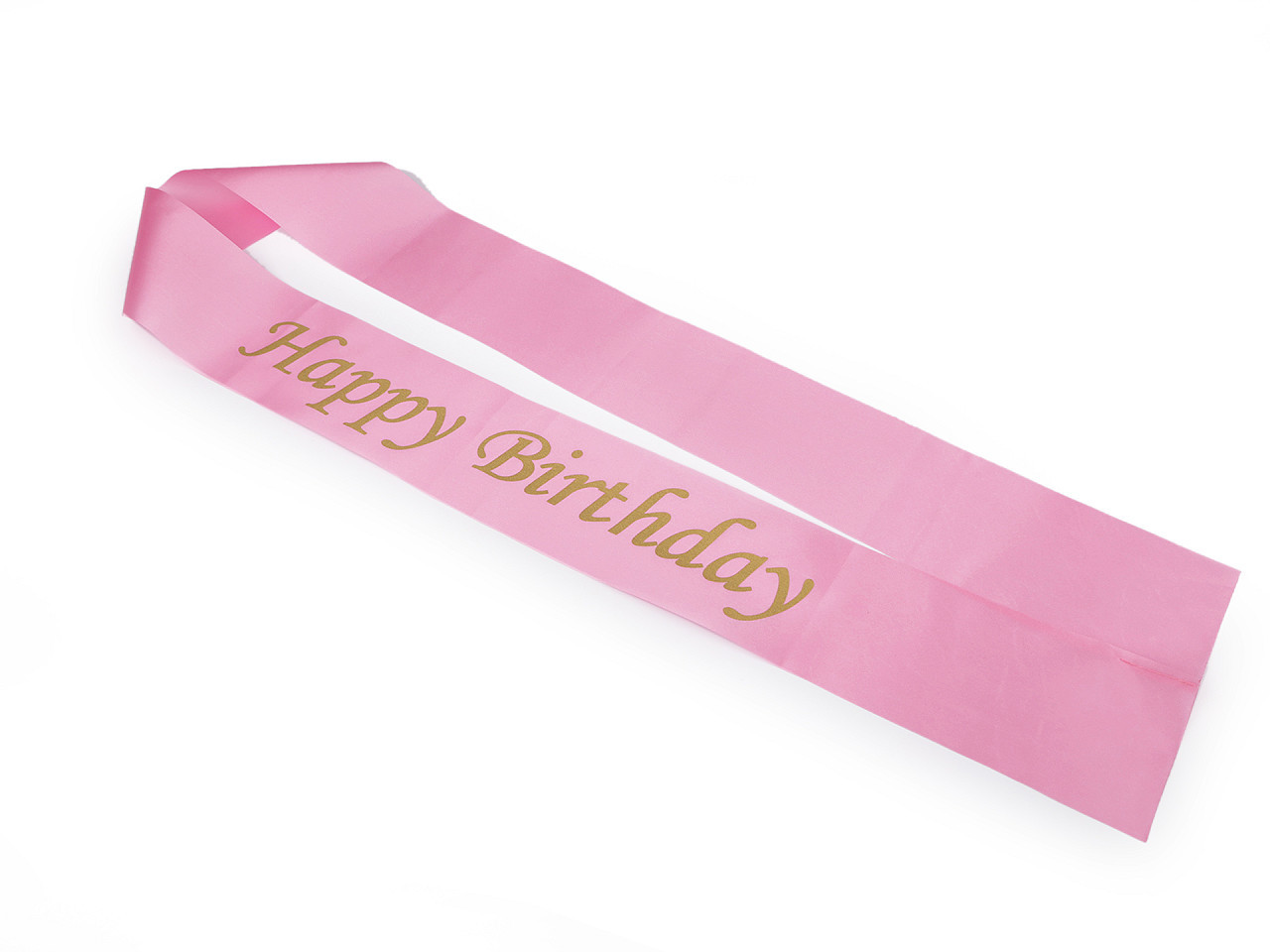 Narozeninová saténová šerpa Happy Birthday šíře 9,5 cm, barva 2 růžová světlá zlatá