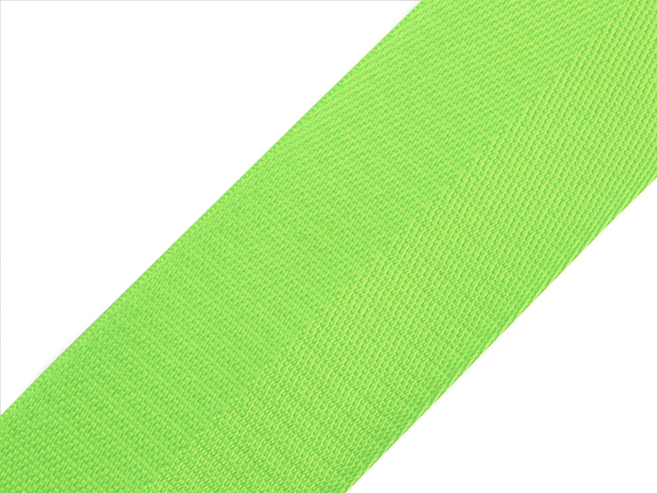 Hladký oboustranný popruh s leskem šíře 50 mm, barva 9 zelená neon