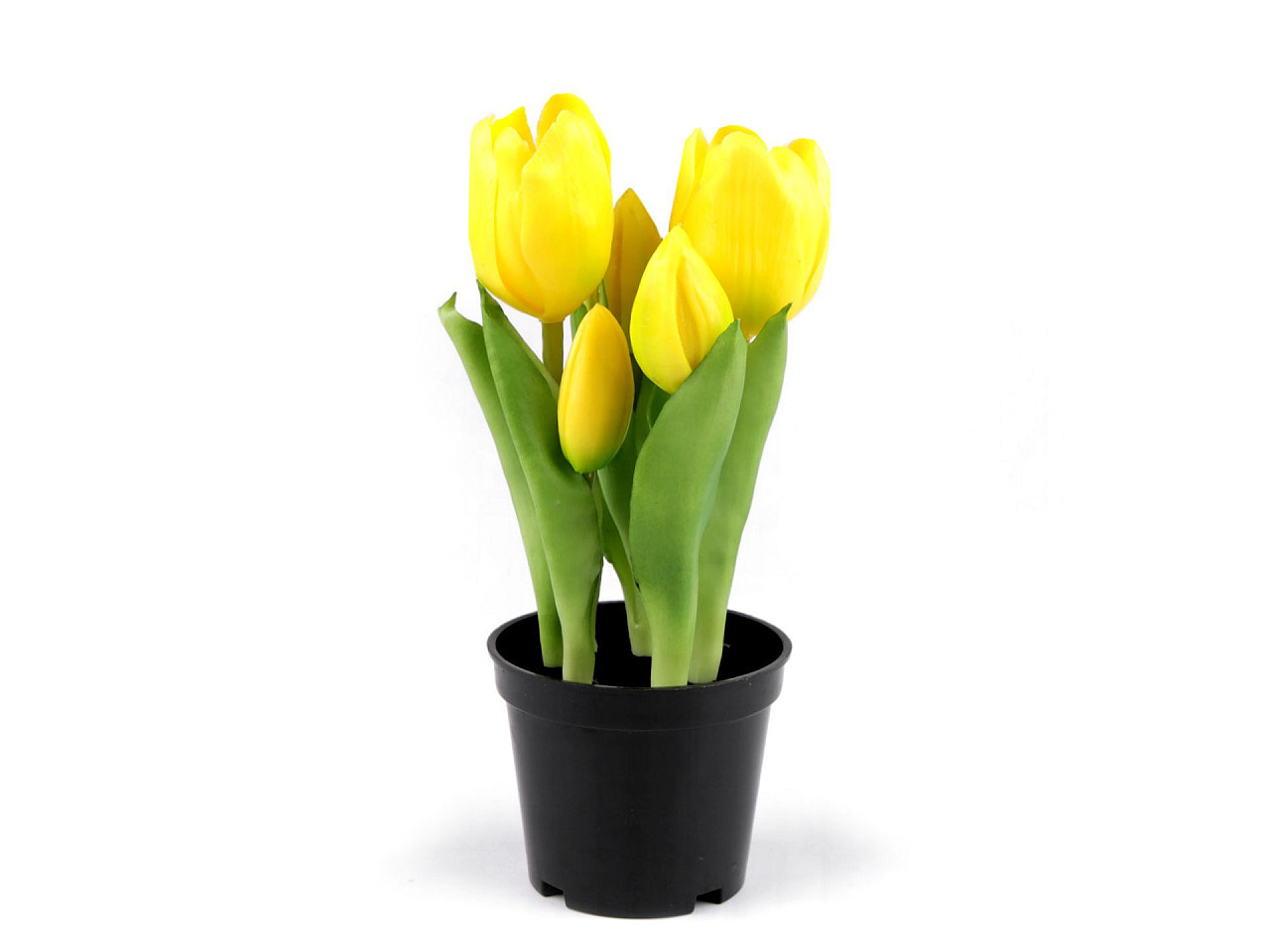Umělé tulipány v květináči, barva 2 (21cm) žlutá