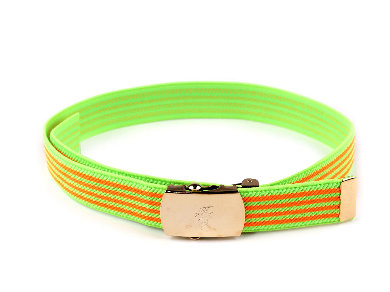 Dětský pásek s kovovou sponou šíře 2,6 cm, barva 9 zelená neon oranžová