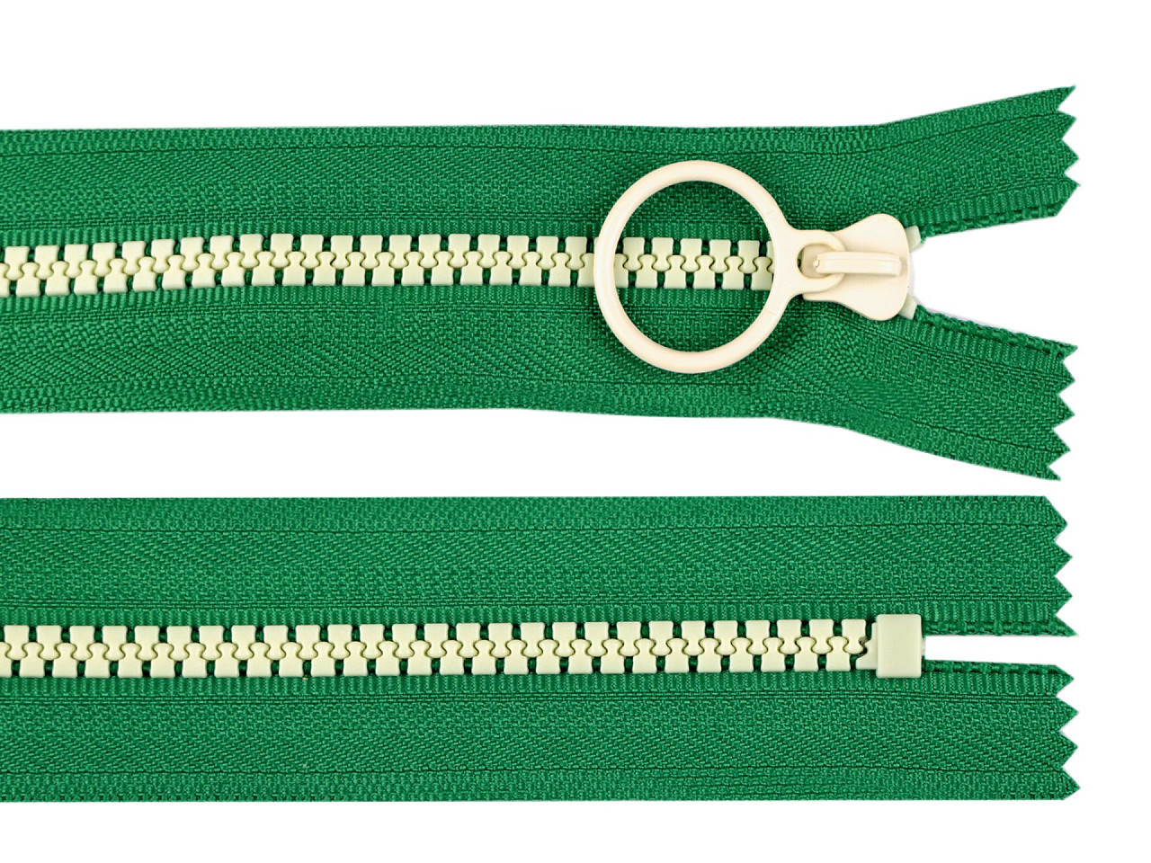Kostěný zip barevný No 5 délka 20 cm, barva 9 zelená pastelová béžová světlá