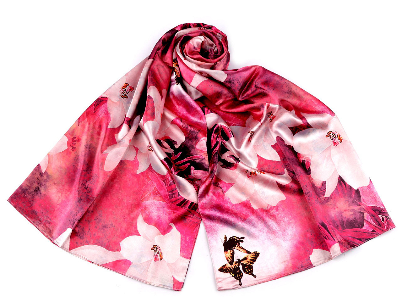 Saténový šátek / šála 70x165 cm, barva 29 pink