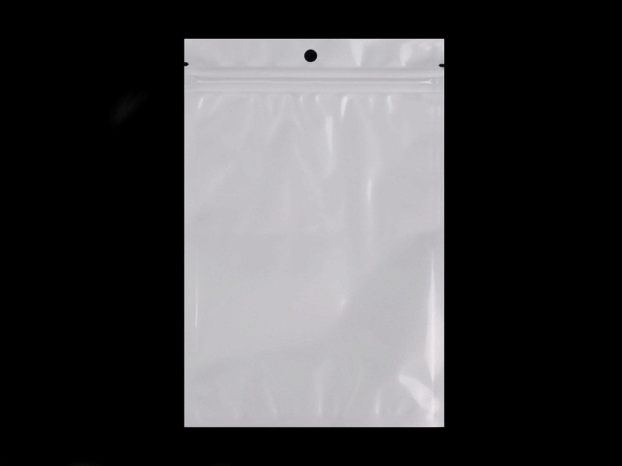 Uzavíratelný sáček se závěsem 12x18 cm, barva bílá transparent