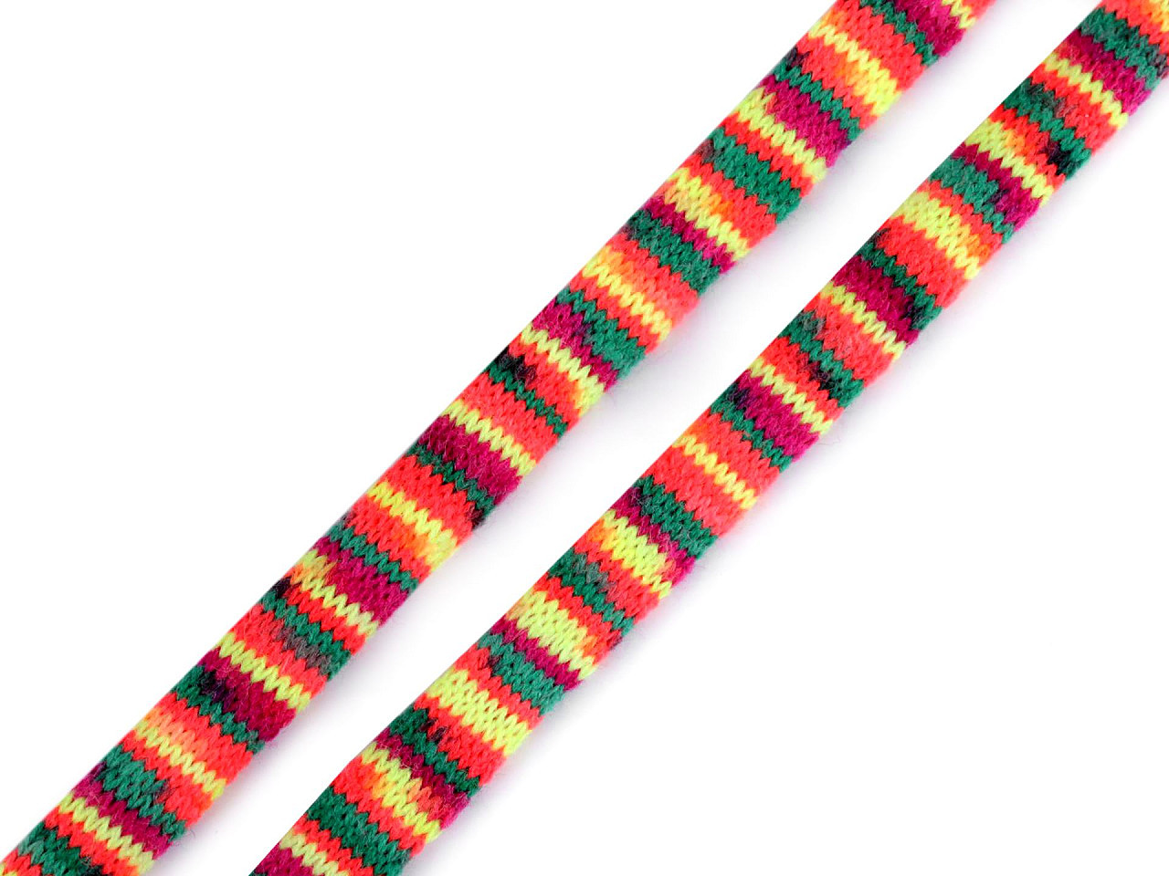 Šňůra pletená / dutinka indiánský motiv šíře 10 mm, barva 1 žlutá multikolor