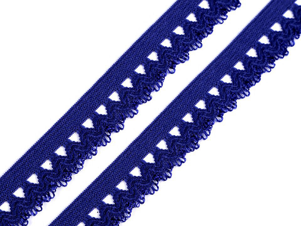 Ozdobná pruženka šíře 15 mm, barva 28 modrá pařížská
