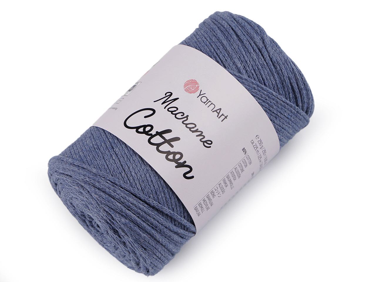 Fotografie Pletací příze Macrame Cotton 250 g, barva 56 (761) modrá jeans