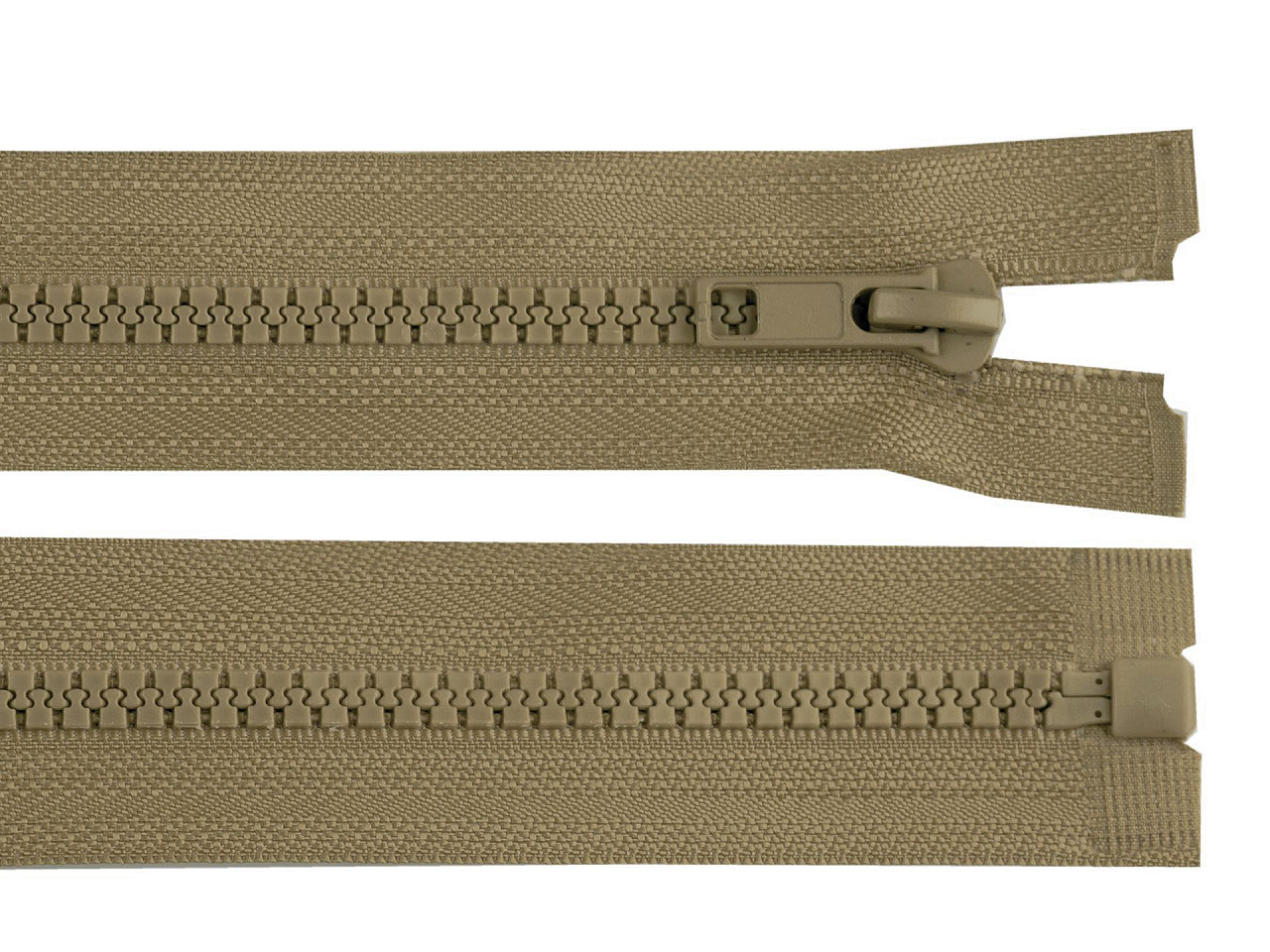 Fotografie Kostěný zip No 5 délka 85 cm bundový, barva 298 zelená khaki tmavá