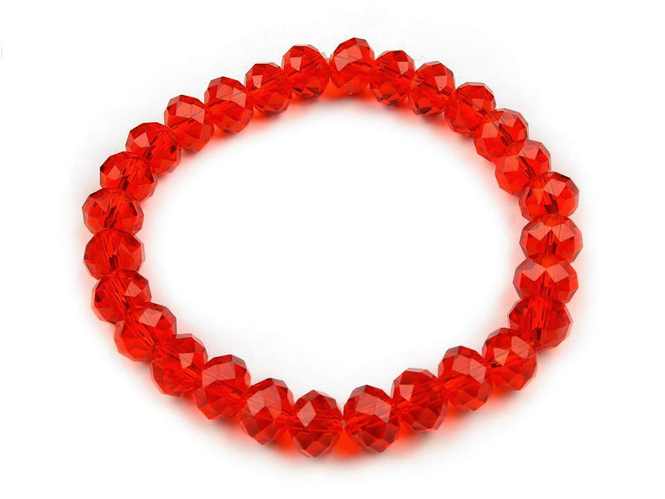 Náramek pružný z broušených korálků, barva 4 (16) červená šarlatová