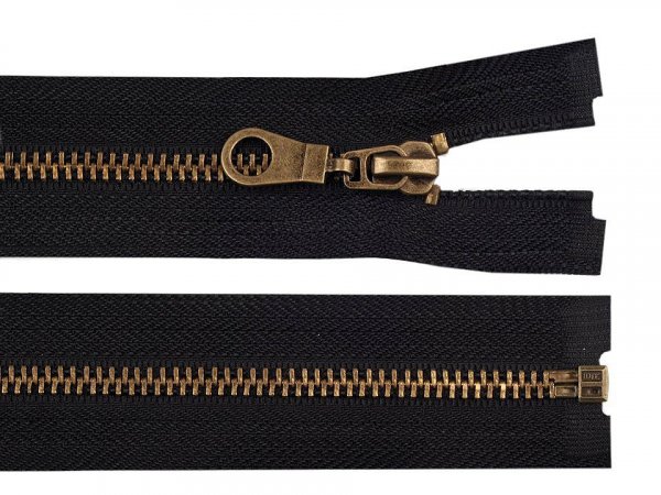 Staromosazný zip šíře 6 mm délka 75 cm bundový