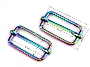 Posunovač na popruhy šíře 26 mm duhový