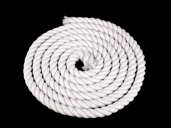 Bavlněná šňůra kroucená Ø14 mm tuhá, macrame