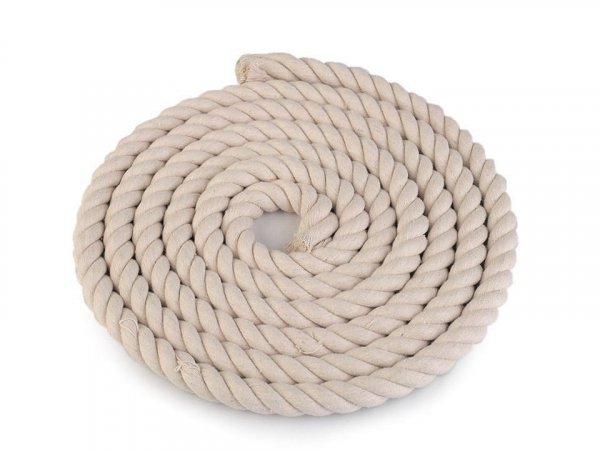 Bavlněná šňůra kroucená Ø14 mm tuhá, macrame