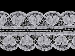 Silonová krajka / vsadka srdce šíře 30 mm