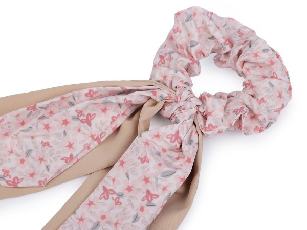 Gumička scrunchie do vlasů s mašlí