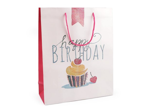 Dárková taška s glitry Happy Birthday