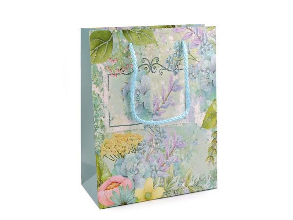 Dárková taška s glitry květy