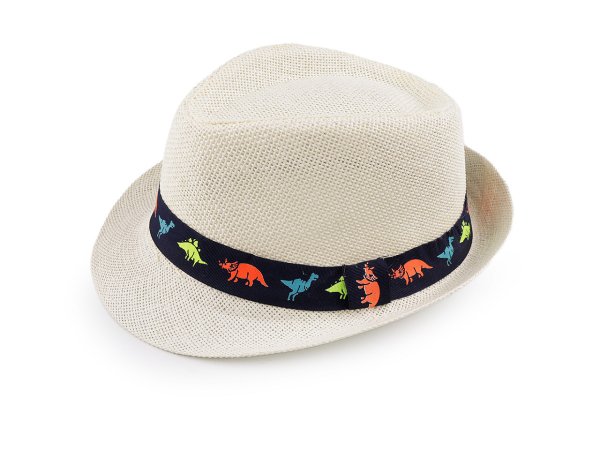 Dětský letní klobouk / slamák auta a dinosauři