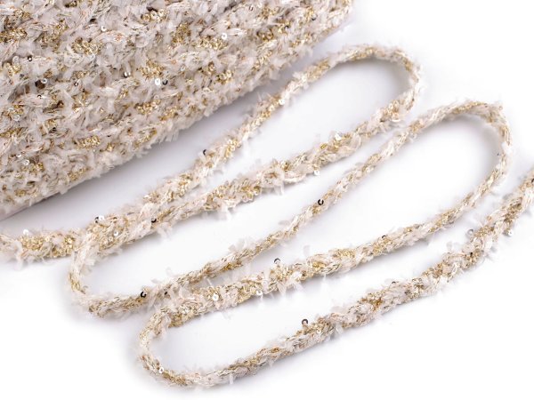 Prýmek splétaný s drobnými flitry šíře 10 mm